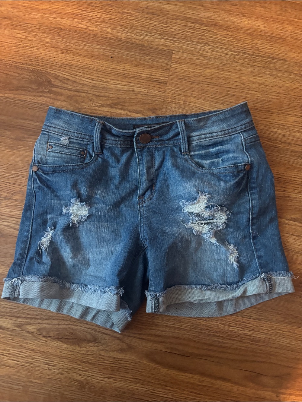 Casual Distressed Blue Denim Women's Jean Shorts